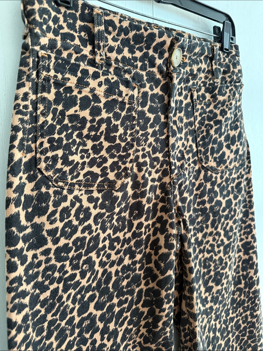 Anthropologie MAEVE The Colette Full-Length Wide-Leg Jeans Leopard Print Sz 28P - Picture 9 of 16